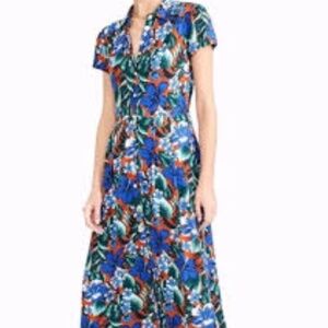 J. Crew Factory Tropical Floral Midi Button Up Shirtdress, Size S